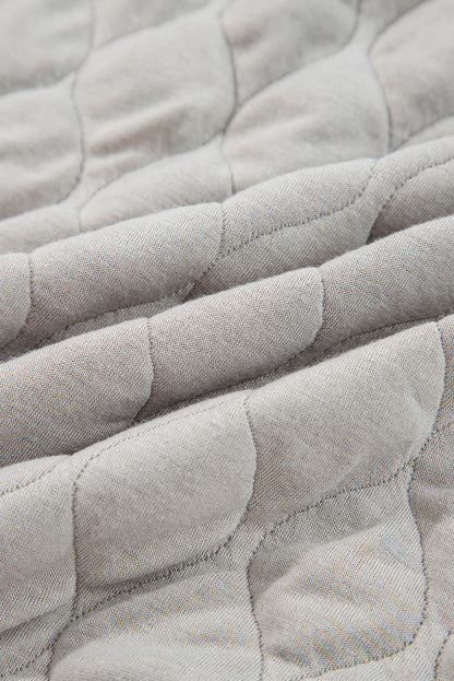 Plus Size Solid Quilted Quarter Zip Hoodie