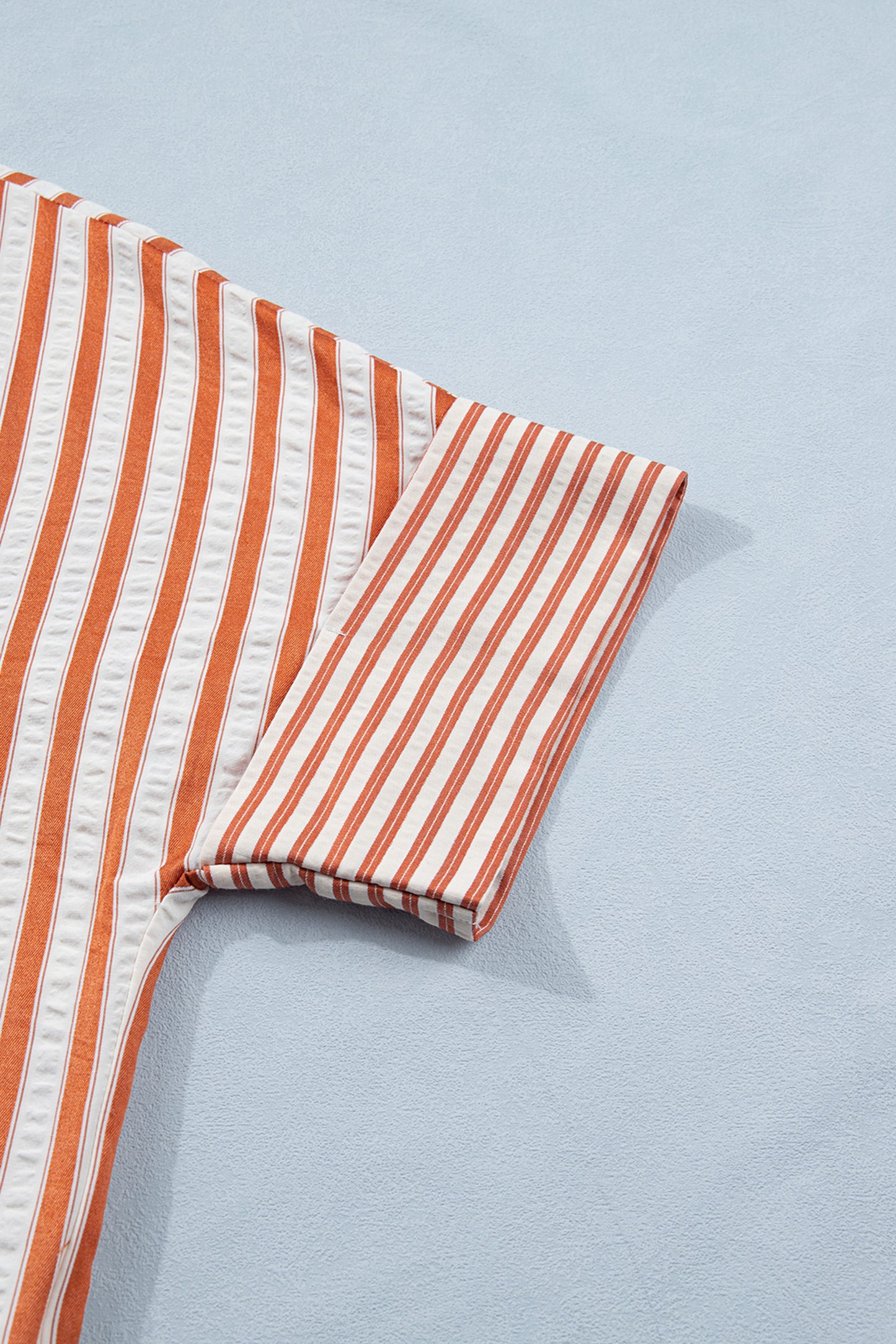 Stripe Pleated Frilled V-Neck Mini Dress