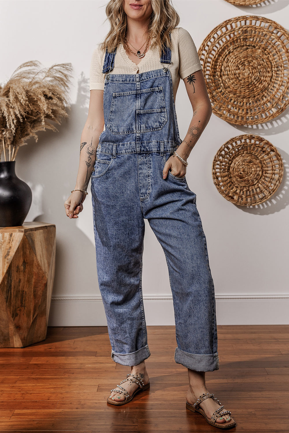 Denim Straight Leg Jumpsuit