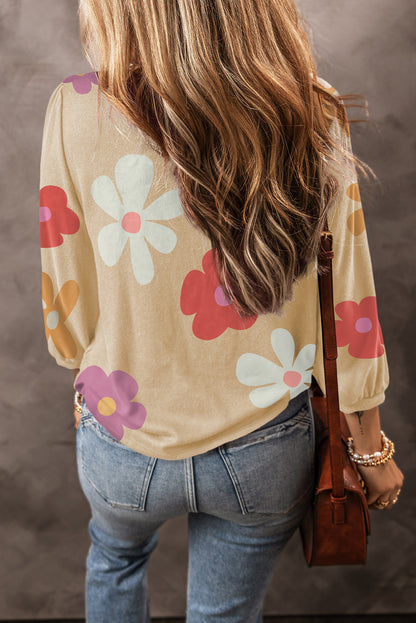 Retro Floral 3/4 Sleeve Top