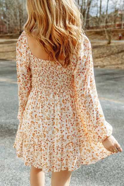 Floral Smocked Long Sleeve Dress