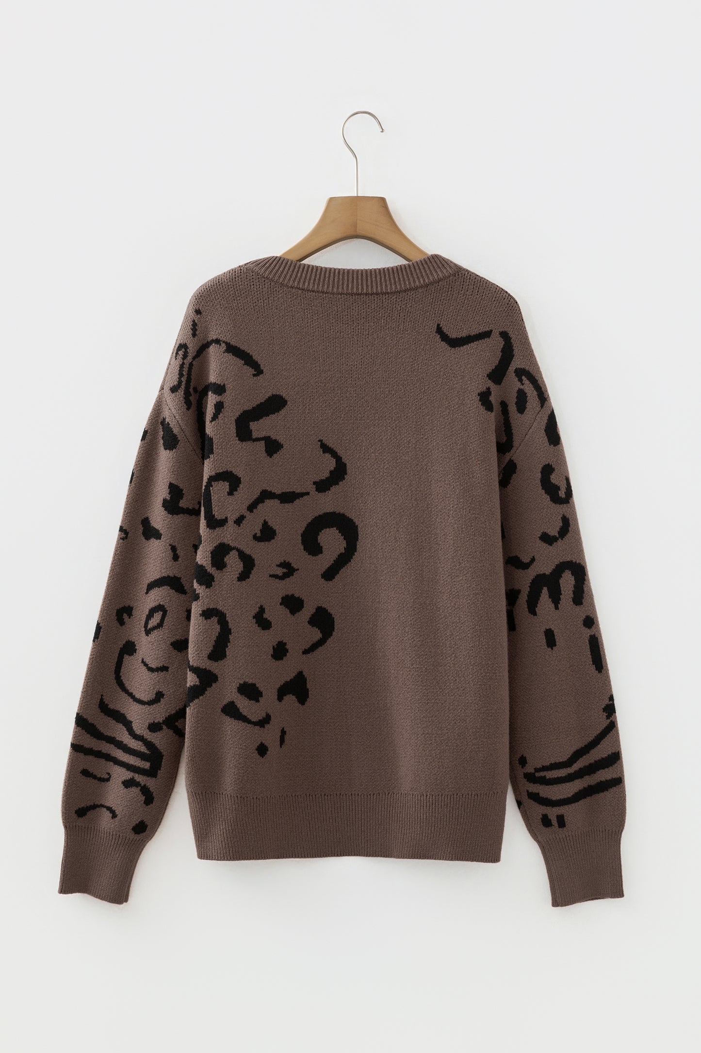 Leopard Asymmetric Drop Shoulder Sweater