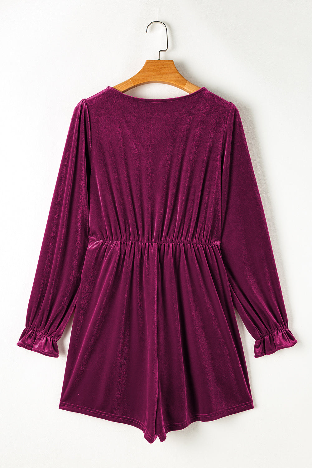 Velvet Ruffle Long Sleeve Romper