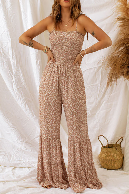 Floral Smocked Wide Leg Jumpsuit