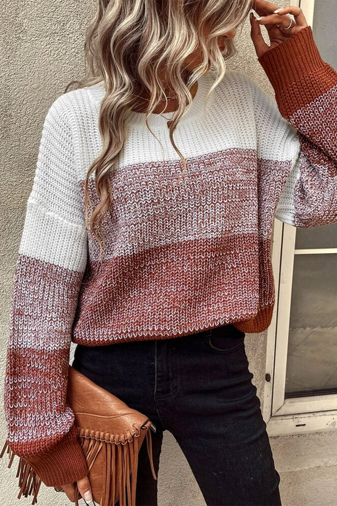 Colorblock Ribbed Trim Sweater