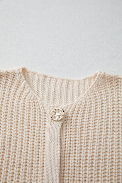 Solid Textured Buttoned Oversized Sweater Vest