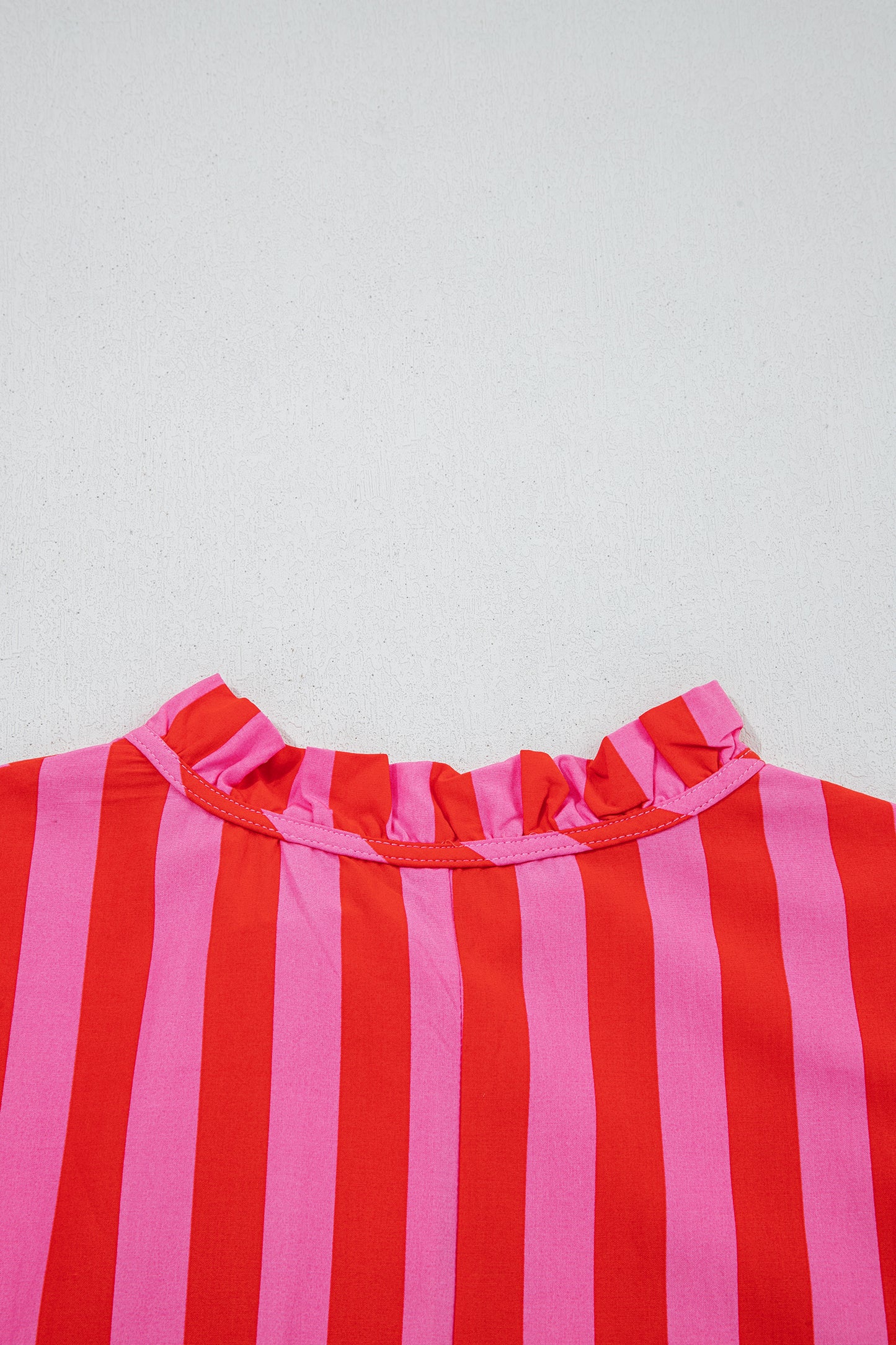 Stripe Half-Button Puff Sleeve Mini Dress