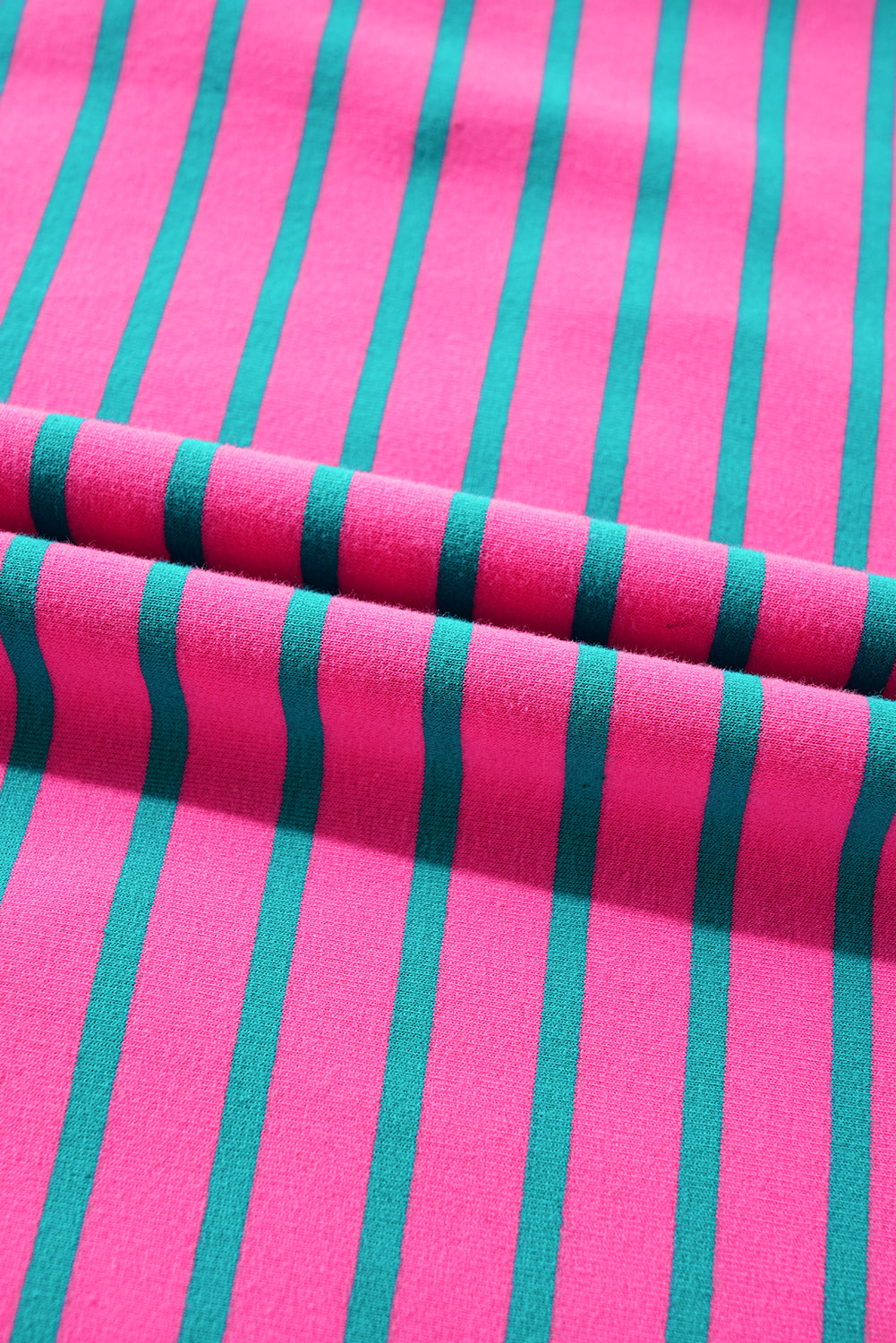 Stripe Collared V-Neck Puff Sleeve T-Shirt Dress