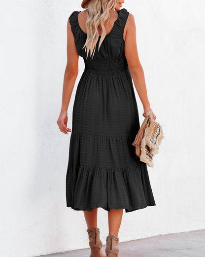 Smocked Waist Tiered Midi Dress