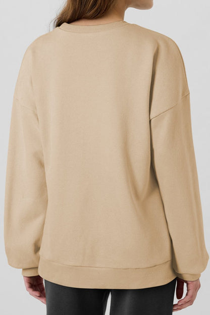 Solid Fleece Lined Sweatshirt