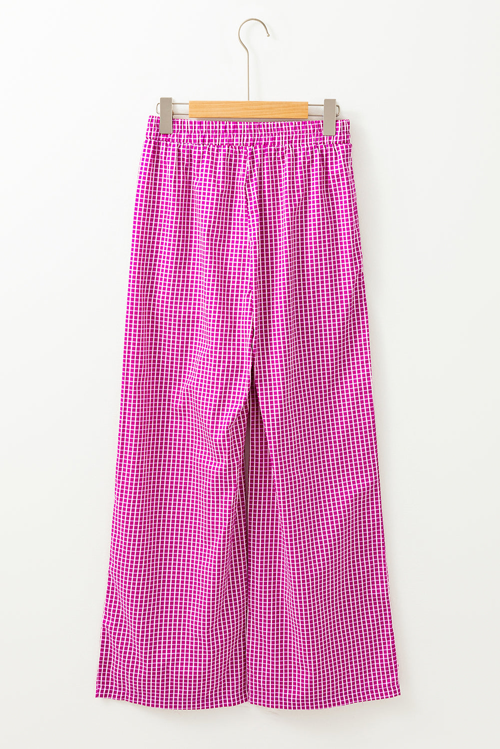 Plaid Drawstring Wide Leg Pants