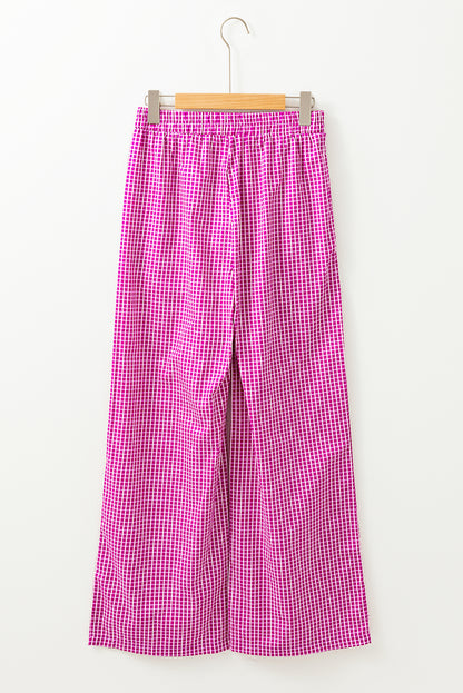 Plaid Drawstring Wide Leg Pants