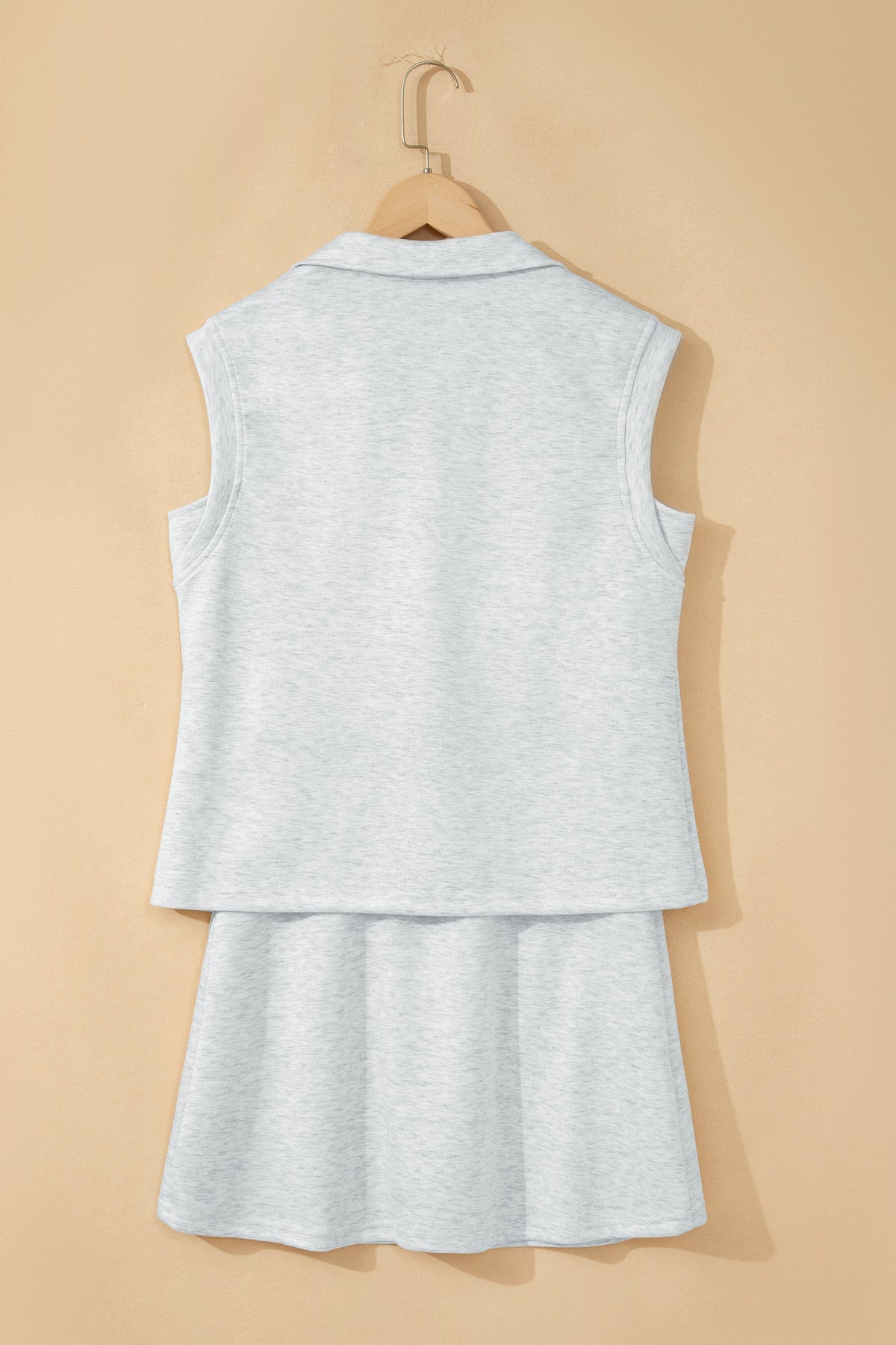 Solid Sleeveless Zipped Tank & Skort Set