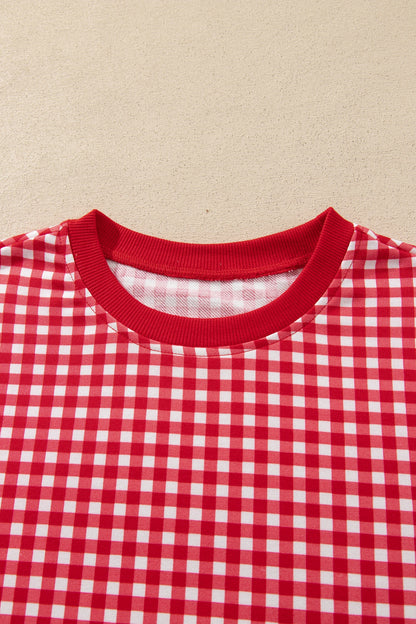 Gingham Patchwork Long Sleeve Top & Pant Set