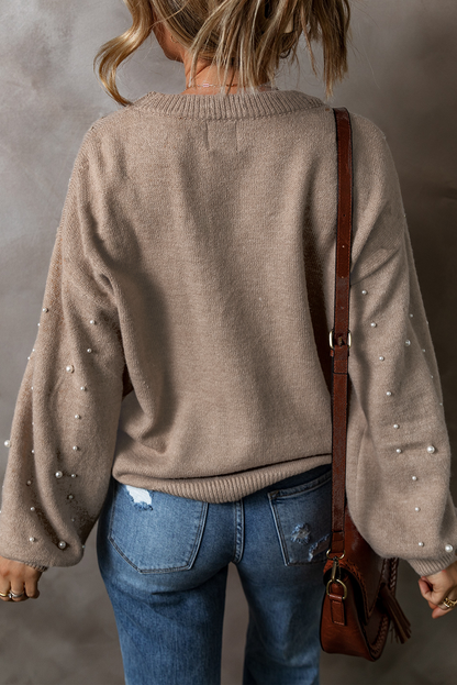 Plus Size Pearled Drop Shoulder Sweater