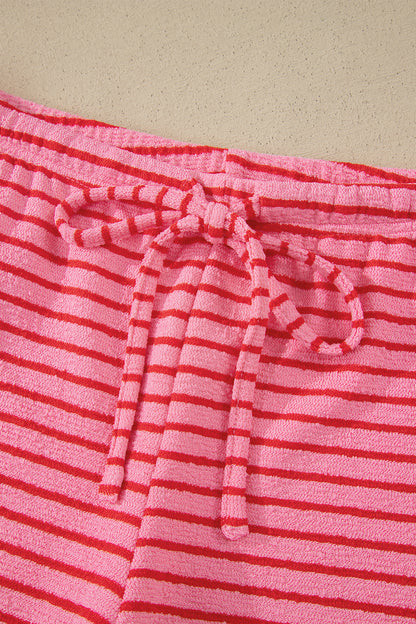 Stripe Side Split Tee & Drawstring Shorts Set