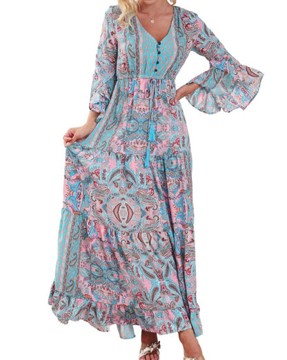 Paisley Ruffle Tiered Maxi Dress