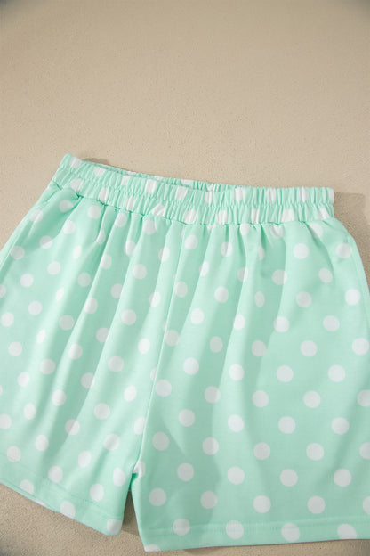 Polka Dot Colorblock Mock Neck & Shorts Set