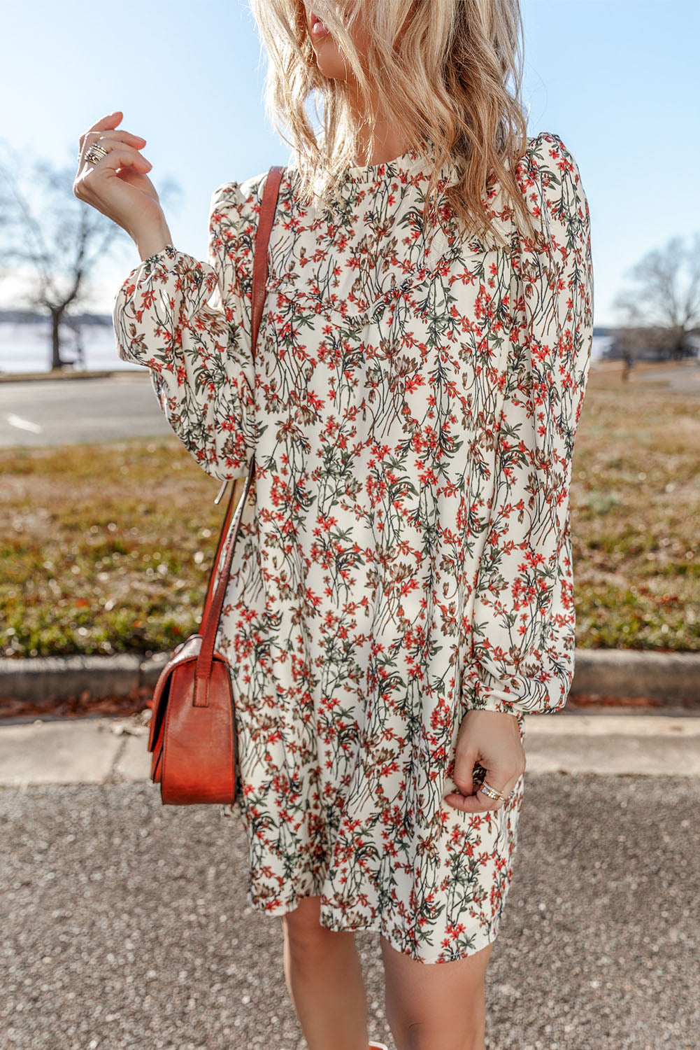 Floral Long Sleeve Mini Dress