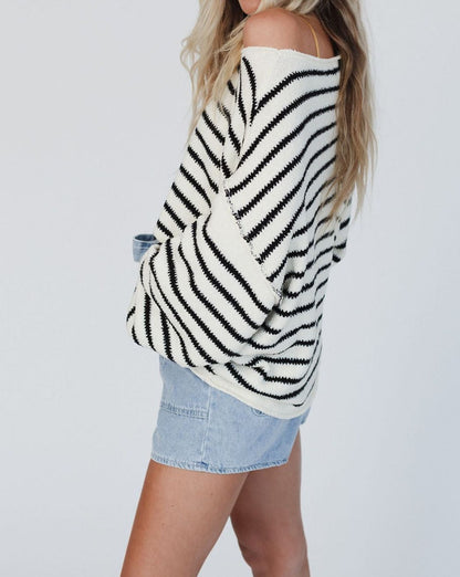 Stripe Drop Shoulder Oversized Sweater