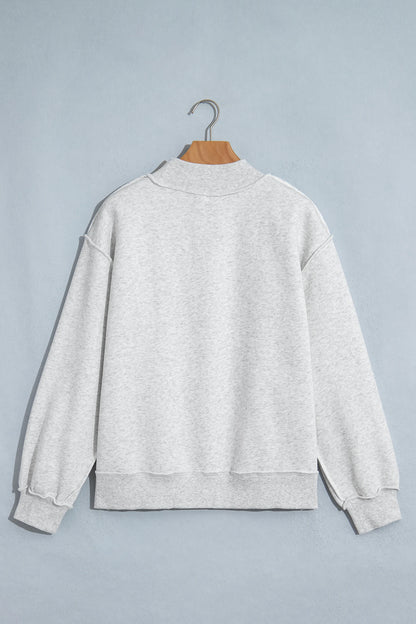 WWJD Embroidered Patchwork Mock Neck Sweatshirt