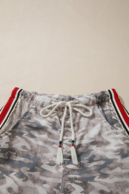 Camo Stripe Side Patchwork Drawstring Pants