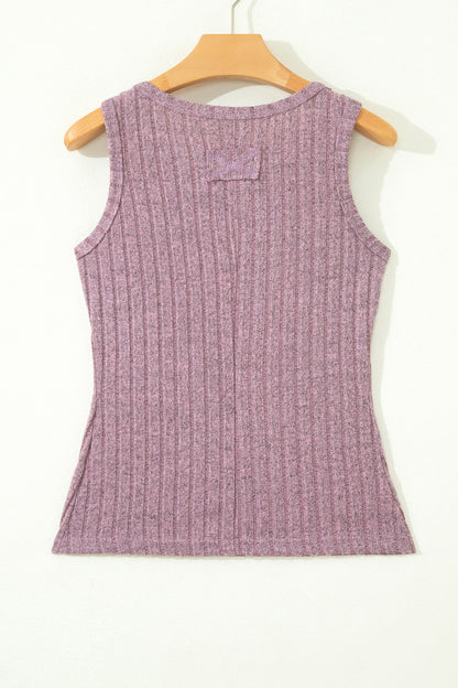 Solid Ribbed Knit Mineral Wash Tank Top