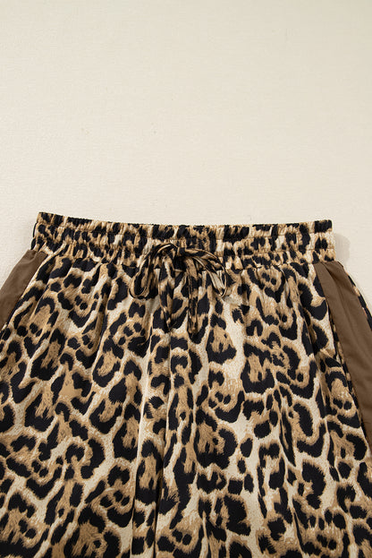 Leopard Collared 3/4 Sleeve Shirt and Pants Set