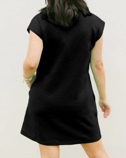 Texture Cap Sleeve T-Shirt Dress