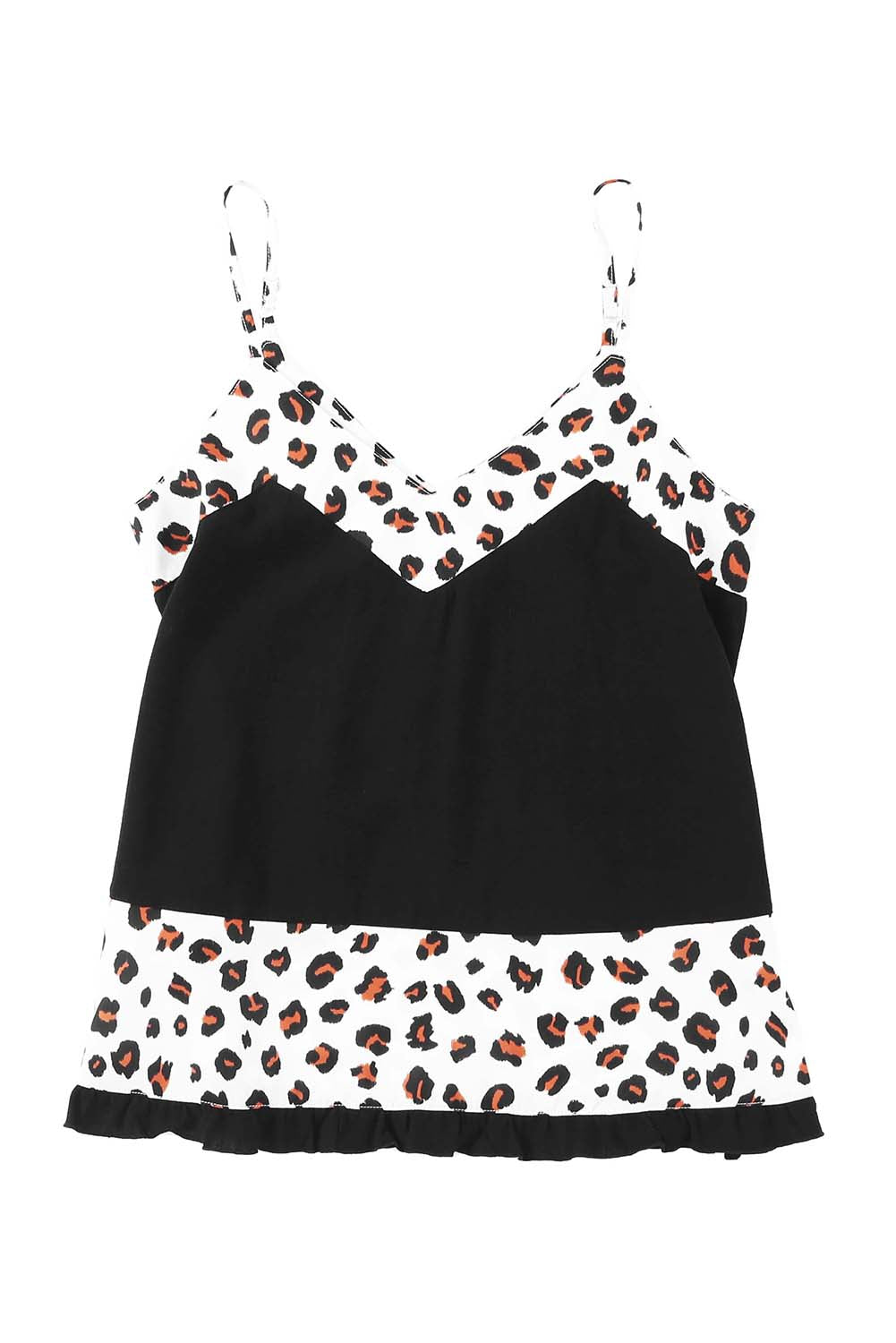 Leopard Colorblock V-Neck Tank Top