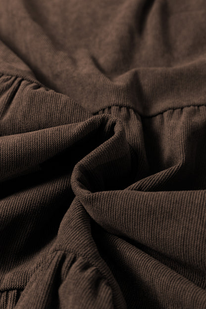 Solid Lantern Sleeve Tiered Mini Dress