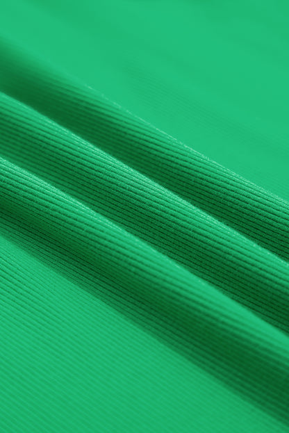 Ribbed Pearl Beaded Puff Sleeve Top