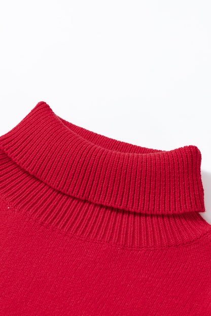 Christmas Merry Sequin Sleeve Turtleneck Sweater