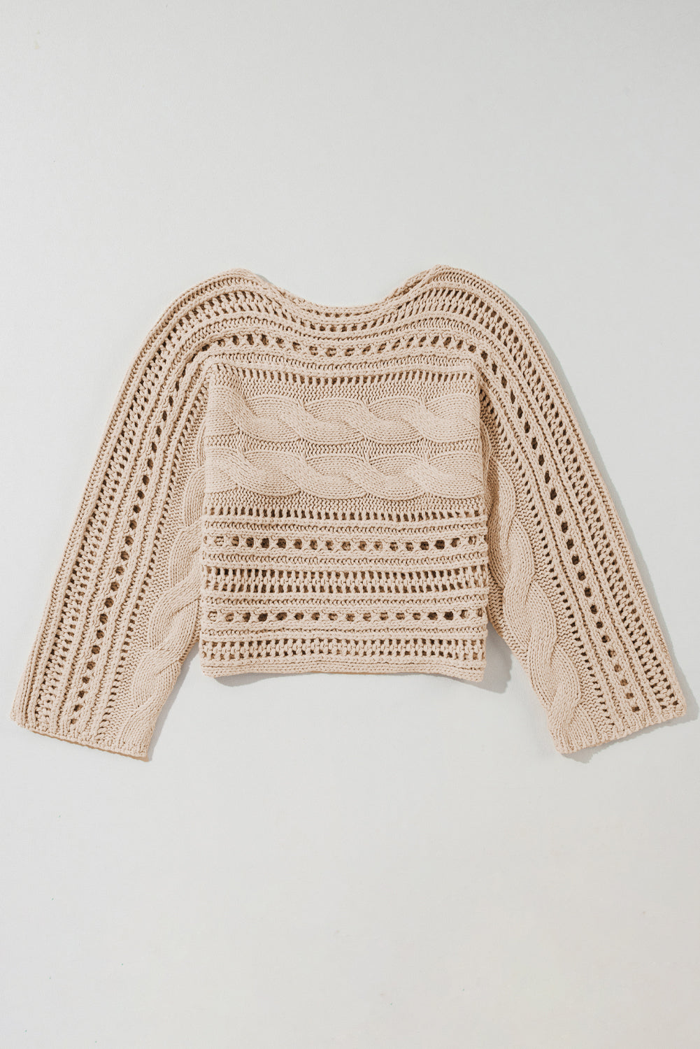 Hollowed Cable Knit Crop Sweater