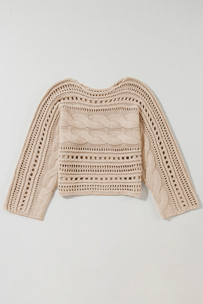 Hollowed Cable Knit Crop Sweater