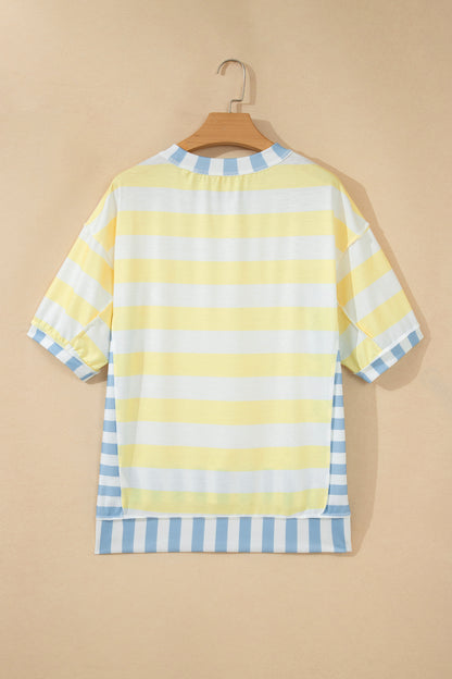 Stripe Patchwork Exposed Seam Oversized Top