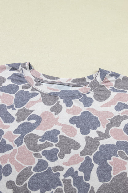 Plus Size Camo Tee & Drawning Shorts Set