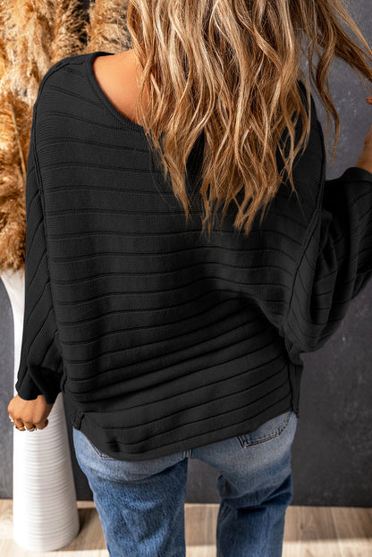 Ribbed Reserve Seam Dolman Sleeve Top