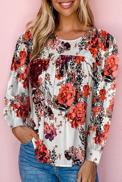 Retro Floral Long Sleeve Blouse