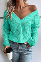 Hollowed Knit V-Neck Sweater