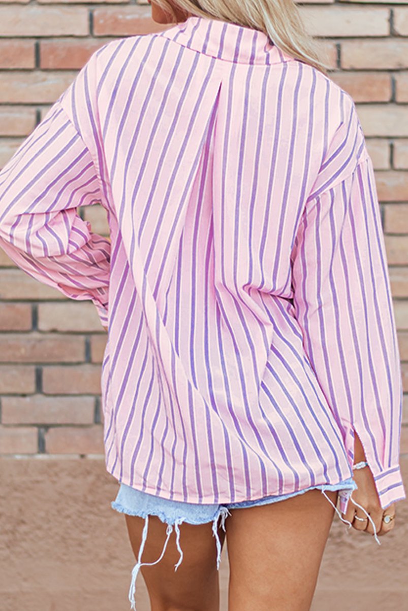 Stripe Chest Pocket Buttoned Shirt