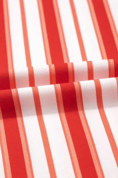 Stripe Contrast Collar Raglan Sleeve T-Shirt