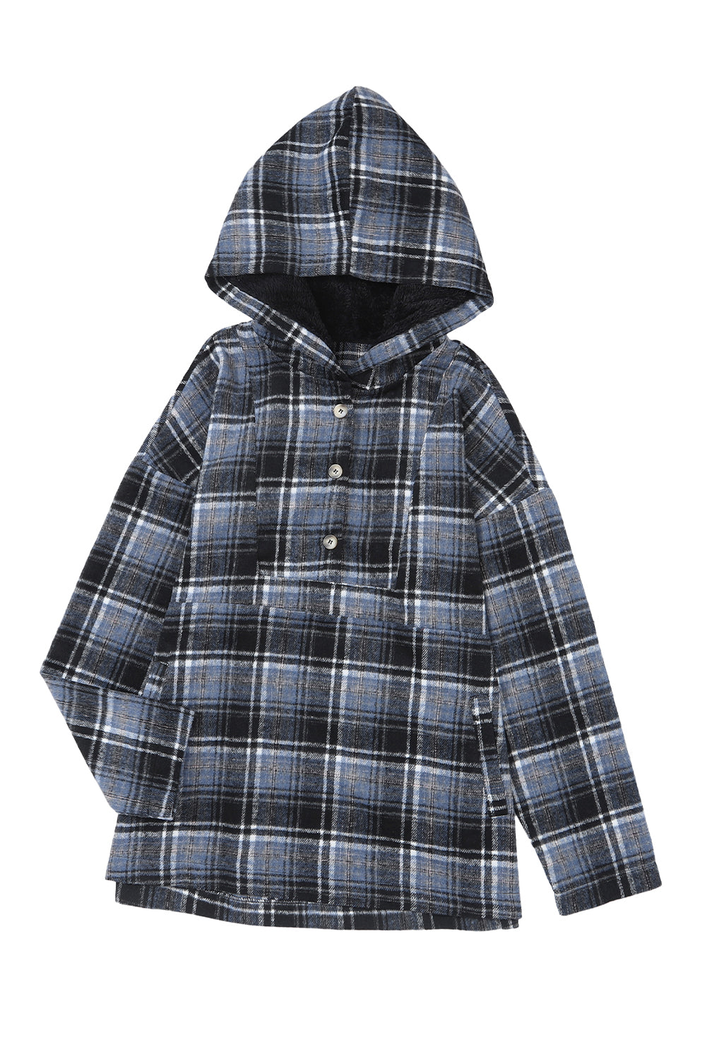 Plaid Pocketed Pullover Hoodie