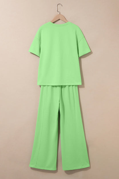 Solid Oversize Tee & Wide Leg Pants Set