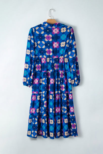 Floral Peasant Sleeve Midi Dress