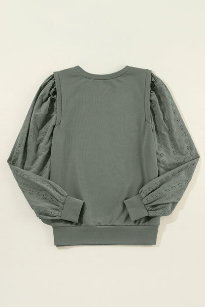 Texture Patchwork Round Neck Sweatshirt