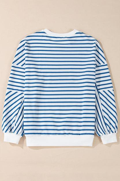 Stripe Drop Shoulder Crewneck Sweatshirt