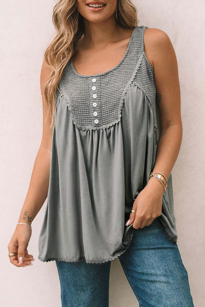 Waffle Knit Babydoll Tank Top