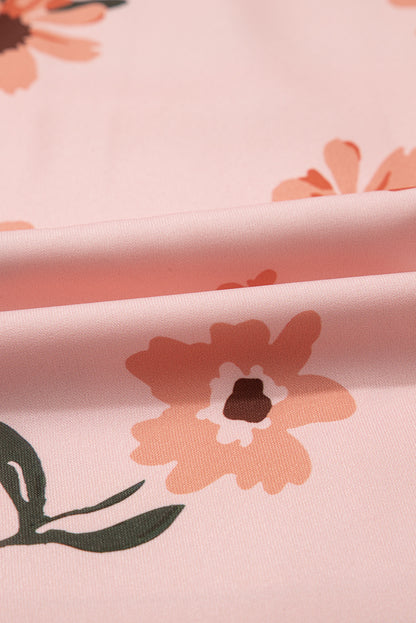 Floral V-Neck Smocked Ruffle Hem Maxi Dress