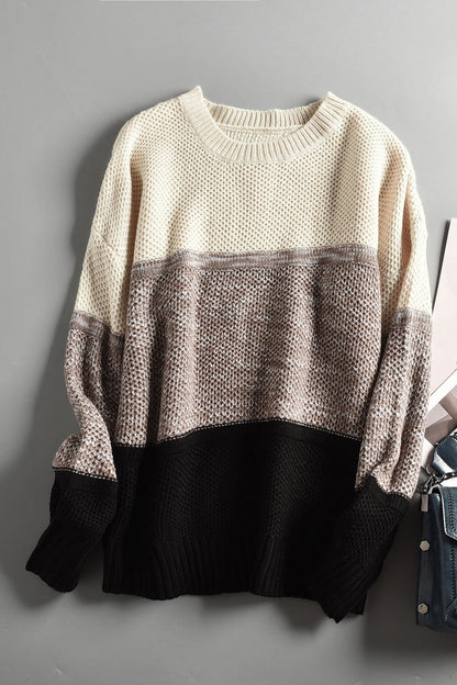 Colorblock Textured Pullover Sweater